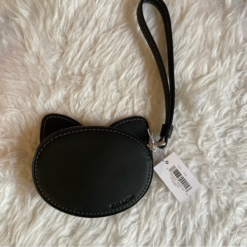 Coach authentic black cat Halloween leather wristlet coin purse 2025 exclusive - Picture 3 of 5